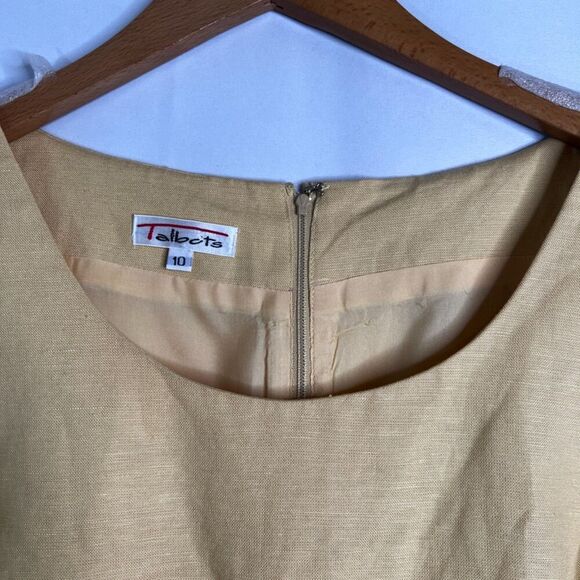 Talbots Vintage Yellow 2 Piece Set Sheath Dress & Blazer Linen Blend Size 10 - Picture 7 of 11